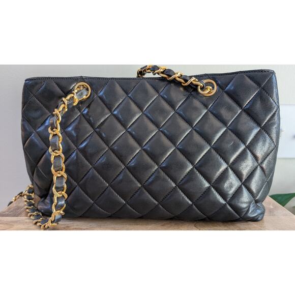 Chanel 24k Black Quilted Lambskin CC Medallion Chain Tote Vintage with COA - Picture 6 of 15